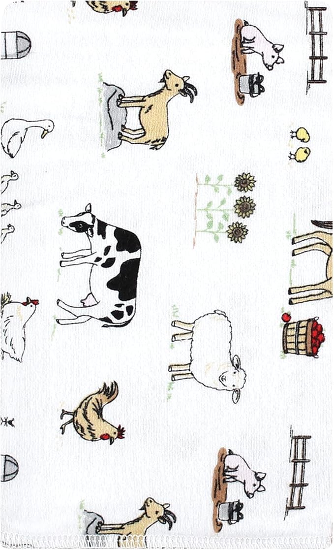 Luvable Friends Hudson Baby Flannel Burp Cloths 10pk, Barnyard Farm