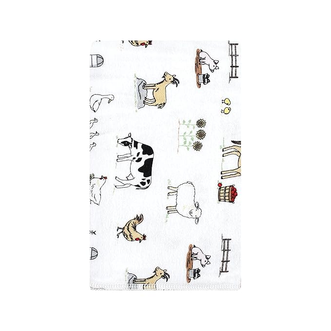 Hudson Baby Unisex Baby Cotton Flannel Burp Cloths, Girl Farm, One Size
