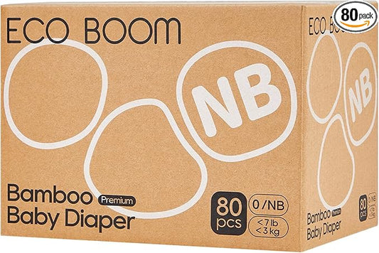 ECO BOOM Preemie Diapers, Viscose from Bamboo Diapers, Natural Soft Disposable Nappies for Infant, Size 0 Suitable for up to 7 lbs (Newborn - 80 Count)