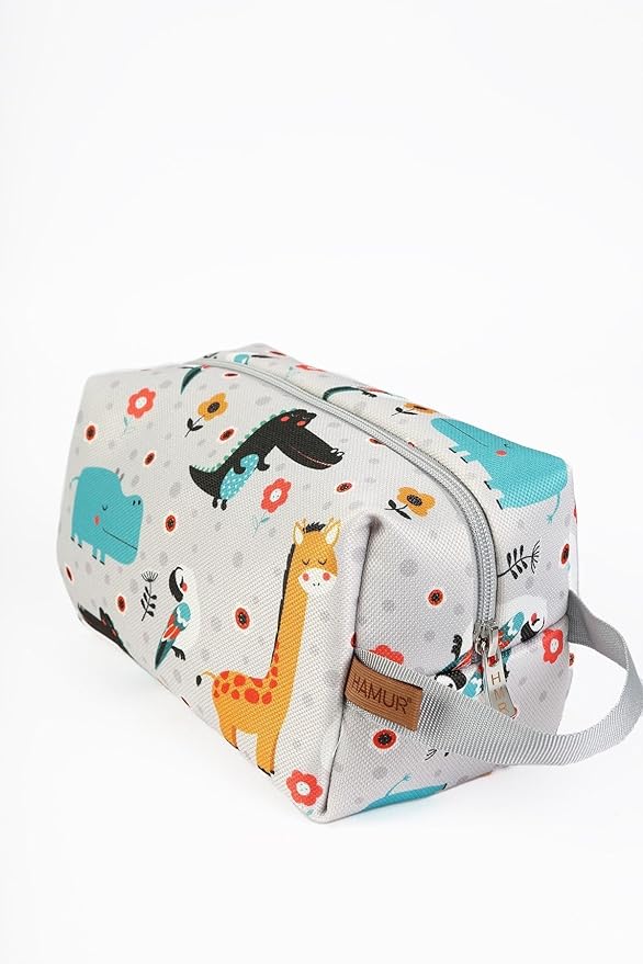 HAMUR HOME Reusable Wet Dry Bag – Water-Repellent Travel Organizer with Protective Inner Lining for Baby Diapers, Swimwear, Gym Clothes, or Toiletries, Animal Wet Dry Bag