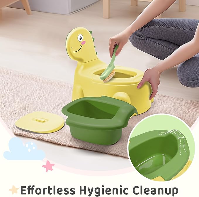 potty training toilet Potty Seat Baby Training Chair Boys Girls Toddler Dinosaur Comfortable children 1-5 years old Baby toilet Animal seat with lid back potty trainer (Yellow)