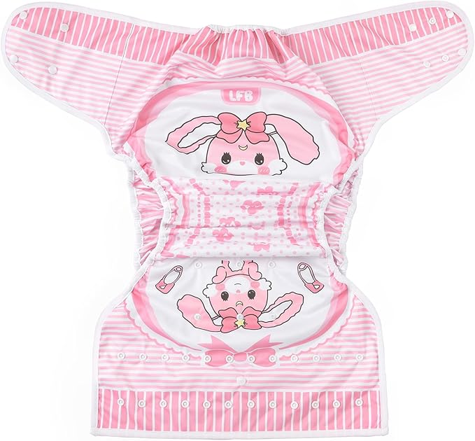 Littleforbig Washable Adjustable Reusable Waterproof Cloth Adult Diaper Wrap Cover - Baby Usagi Pattern L