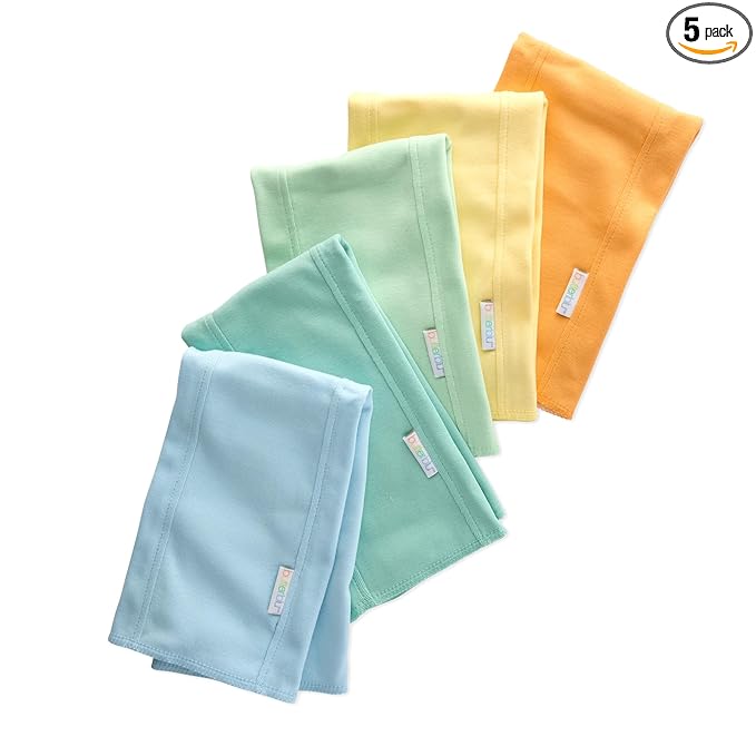 Butterblu Bailey 5-Pack Burp Cloths 100% Organic Cotton Knit for Newborn & Baby Boys & Girls, Sunny, One Size