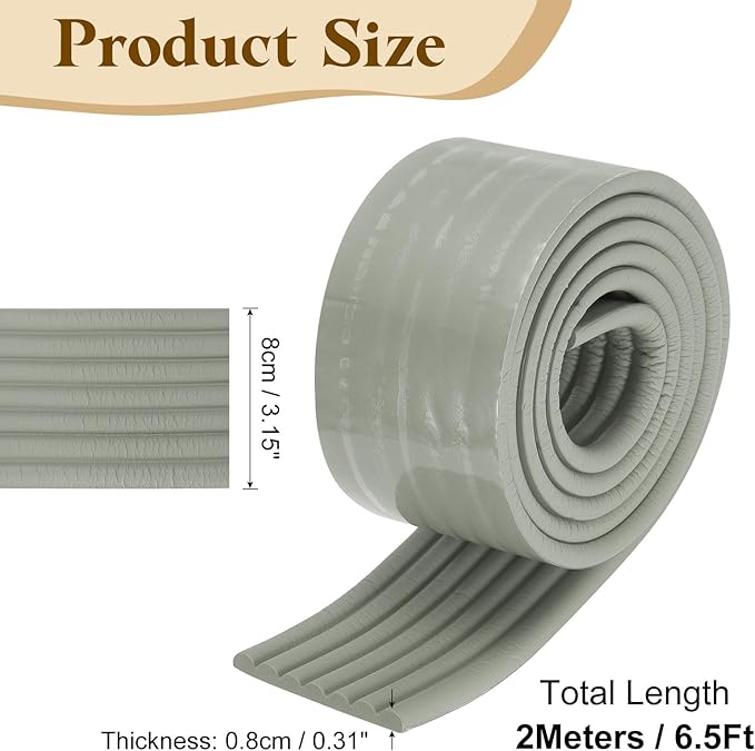 uxcell Bunk Bed Ladder Pad, 6.5ft NBR Self-Adhesive Corner Edge Protector Soft Furniture Corner Guard for Ladder Table Desk Edge, Gray