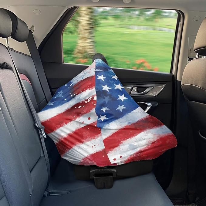 Belidome American Flag Nursing Cover Up for Breastfeeding 4th of July Breast Feeding Covers for Women Patriotic Red White and Blue Car Seat Canopy for Babies