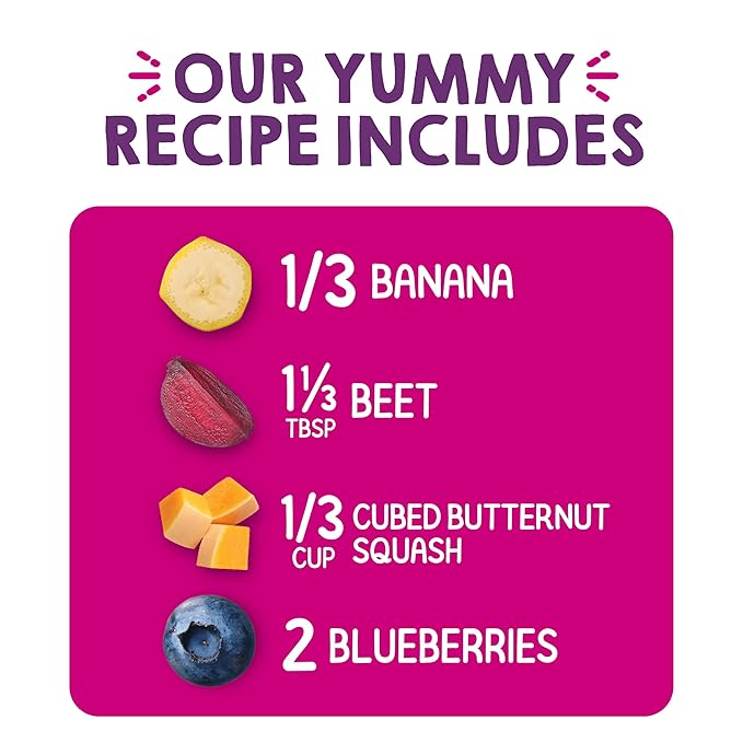 HAPPYTOT Organics Stage 4 Baby Food Pouches, Gluten Free, Vegan Snack, Love My Veggies, Fruit & Veggie Puree, Banana, Beet, Squash & Blueberry, 4.22 Ounce (Pack of 16)