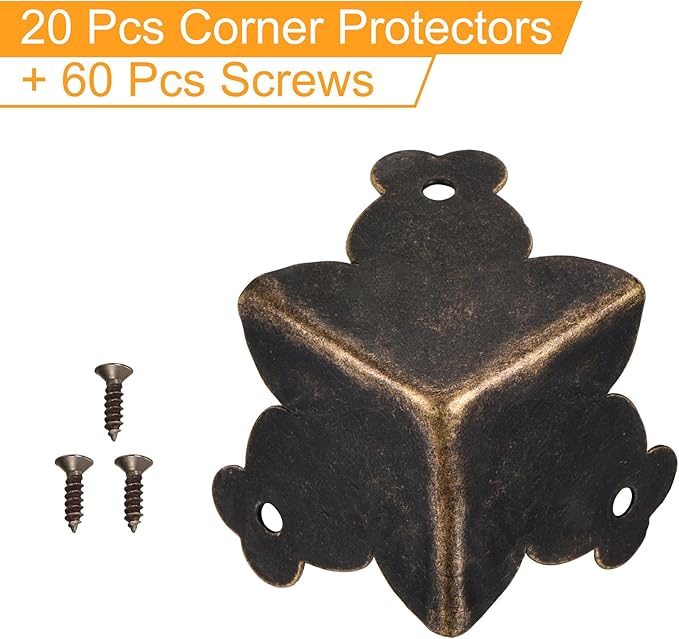 uxcell 27x27x27mm Metal Box Corner Protectors Edge Guard, Bronze Tone 20pcs