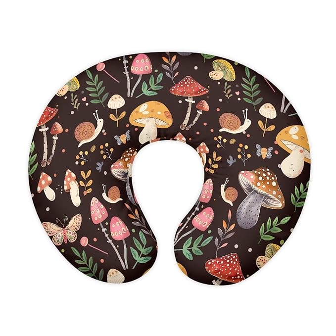 Cute Mushroom Baby Nursing Pillow Cover for Bottle Feeding, Stain Resistant Soft Breastfeeding Pillow Slipcover Breathable Pillow Cover for Infant Snug