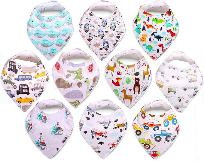 KiddyStar Drool Bibs for Babies – Organic, Unisex, Soft Absorbent Teething Bibs with Adjustable Snaps