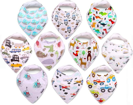 KiddyStar Drool Bibs for Babies – Organic, Unisex, Soft Absorbent Teething Bibs with Adjustable Snaps