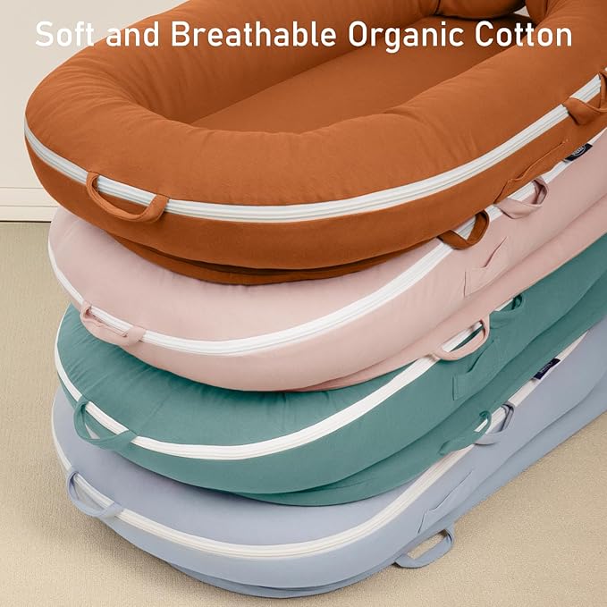 Organic Replacement Cover with Waterproof Pad | Premium Quality Spare Cover Certified Organic Cotton | [Fits Dockatot Deluxe + Docks] (Cover Only) (Brown, Waterproof Organic Cotton)
