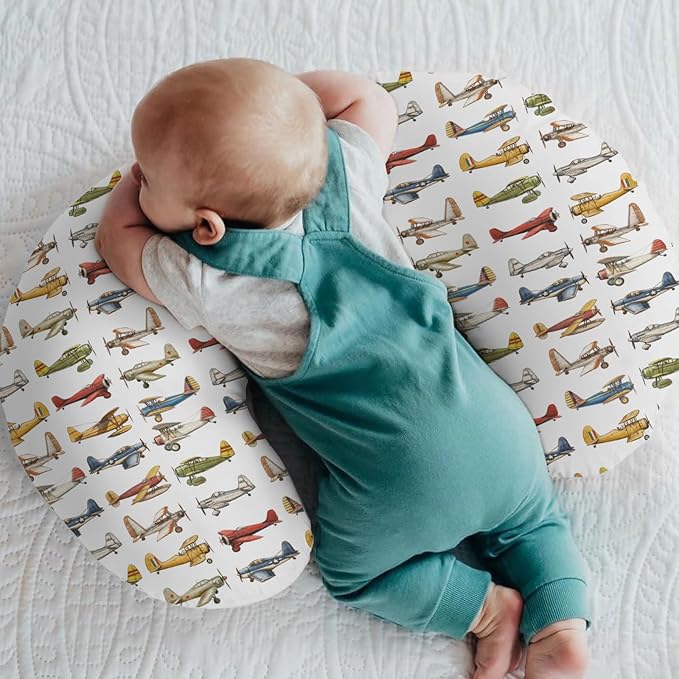 Airplanes Vintage Models Aircraft Nursing Pillow Covers for Boy Girl Antiqued Planes Nursing Pillow Slipcovers for Breastfeeding Pillows Retro Planes Soft Stretchy Removable Covers for Newborn Infant