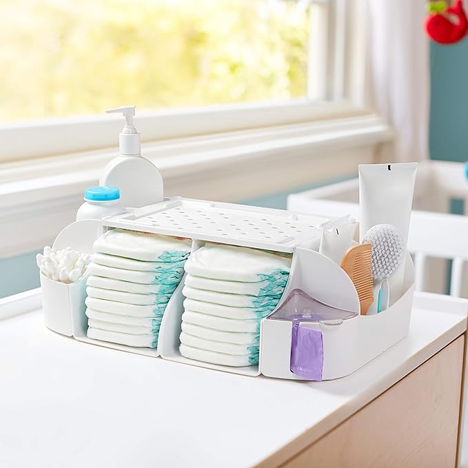 Munchkin® Diaper Change Organizer & Secure Grip™ Contoured Baby Diaper Changing Pad for Dresser, Waterproof, 16" x 31"