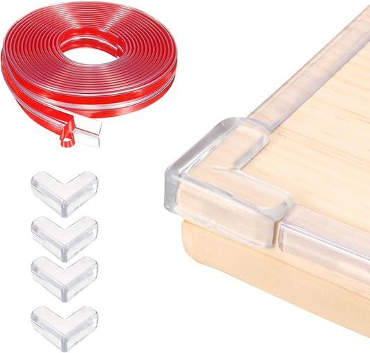 uxcell Edge Protector, 13.1ft (4M) x 0.4" (10MM) Clear Furniture Corner Guard PVC Strong Adhesive Proofing Edge Safety Bumpers with 4 Corners Guards for Table Cabinets