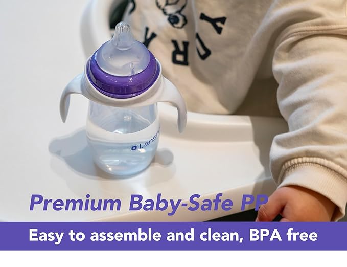 Compatible Baby Bottle Handle for Lansinoh 5oz & 8oz Bottles, Easy-Grip, Ergonomic Design for Little Hand, Leak-Proof, Slip-Resistant, BPA-Free, Helps Babies Transition to Independent Drinking, 3-Pack