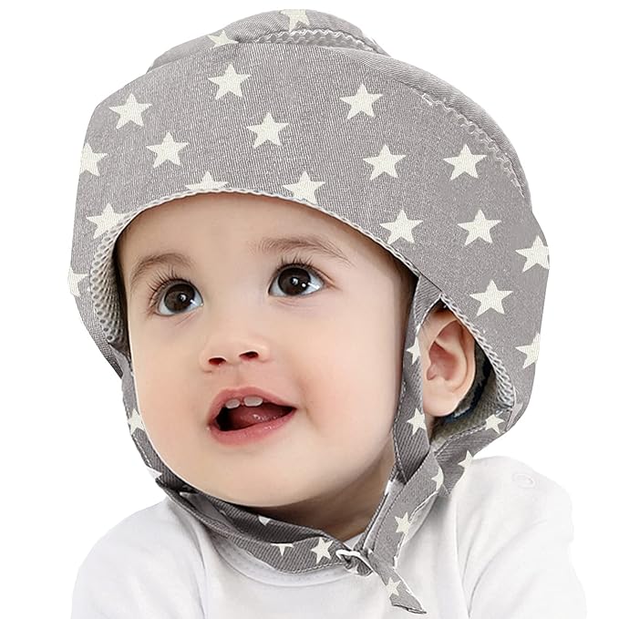 Baby Helmet Toddler Children Headguard Infant Head Cushion Protective Harnesses Cap Soft Adjustable Kid Hat Head Protector (Gray Star)
