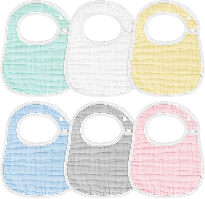 Accmor Muslin Baby Bibs, 6 Pack Soft Cotton Baby Bandana Drool Bibs for Boys Girls Teething and Drooling