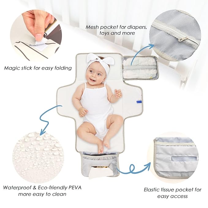 Western Aztec Portable Diaper Changing Pad - Waterproof Foldable Baby Diaper Changing Pad with Built-in Pillow, Travel Diaper Changing Mat for Newborn Baby