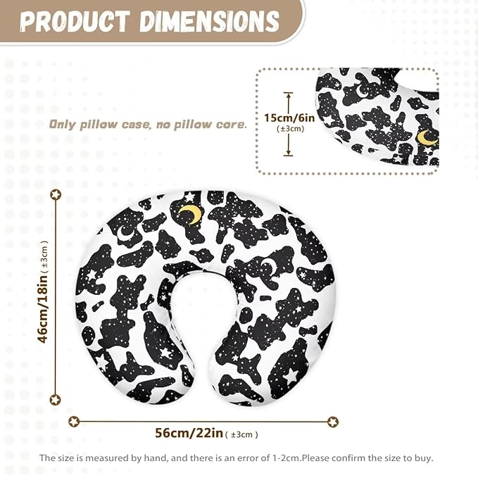 Nursing Pillow Cover Cow Moon Star Quick-Dry Fabric Fits The Original Support Pillow for Breastfeeding and Bottle Feeding Stretchy Nursing Pillow Cover