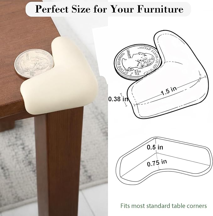 Corner Protector for Baby, 8 Pack EVA Foam Baby Proofing Corner Guards, Soft L-Shaped Furniture Edge Protectors for Tables and Sharp Corners, Tear-Resistant Updated Design, White