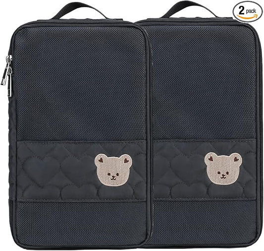 MOMIGO Baby Diaper Bag Organizer Pouches - 2 Pack Waterproof Pod Hanging Diaper Bag Cute Bear Mesh Bag Reusable, Washable or Baby Cloth Diapers
