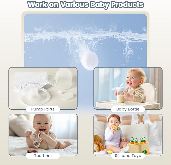 NCVI 150 PCS Detergent Washing Block Tablets, All-in-one Stain Removal, Sterilization and Deodorization Effect Compatible with NCVI/Momcozy/Baby Brezza/Grownsy Bottle Washer Machine Soap, Low-foaming