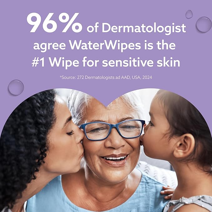 WaterWipes Sensitive+ Soothing Wipes, 3-In-1 Cleans, Cares, Soothes, 99% Water with Botanical Extract, Unscented & Hypoallergenic Baby Wipes, 60 Count (1 Pack)