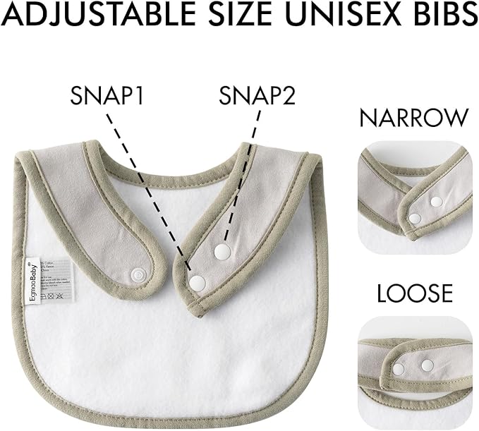 10 Pack Cotton Snap Bibs for Baby Boy Girl, Super Soft Drool Bibs for Teething and Feeding