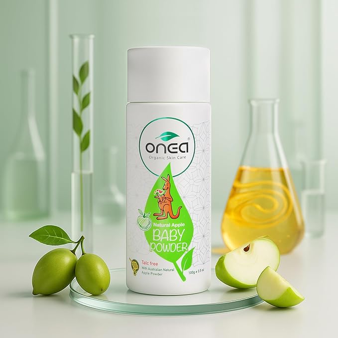 ONEA Natural Apple Baby Powder - Talc-Free, Preservative-Free Natural Body Powder - Reduced Risk of Skin Irritation - Prevents Diaper Rash - 3.5 oz