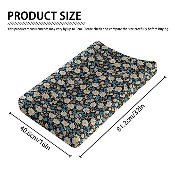 Daisy Diaper Change Table Covers Soft Girl Changing Pad Cover with Elastic Edge Waterproof Baby Nursery Diaper Changing Pad Sheets Gift for Birthday