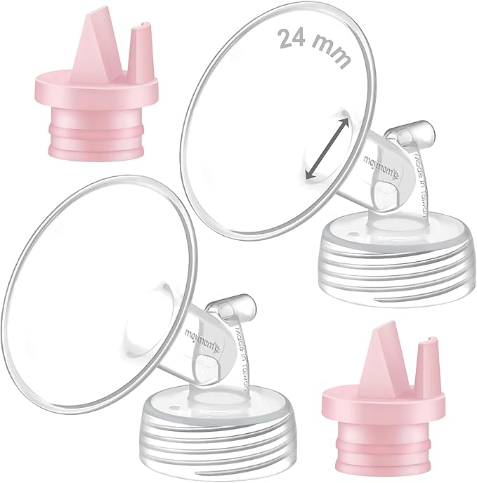 Maymom Pump Part Compatible with Spectra/Ameda Luna Pumps, Syngery Gold; Incl Wide Mouth Flange 24 mm 2nd Gen. Pink Valve; Not Original Spectra Flange; Replaces Spectra S1 S2, Plus Shield, Accessories