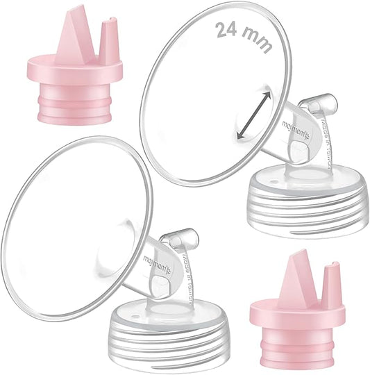 Maymom Pump Part Compatible with Spectra/Ameda Luna Pumps, Syngery Gold; Incl Wide Mouth Flange 24 mm 2nd Gen. Pink Valve; Not Original Spectra Flange; Replaces Spectra S1 S2, Plus Shield, Accessories