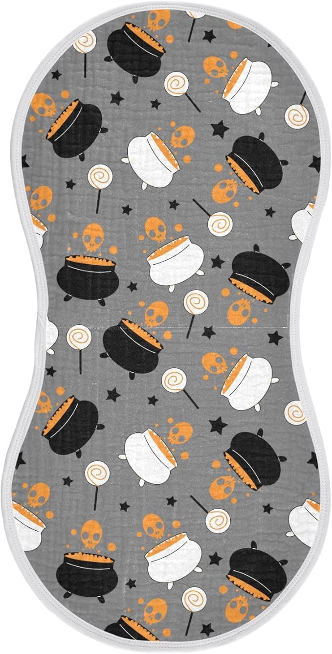 vvfelixl Muslin Burp Cloths Halloween Witch Cauldron Baby Washcloths for Baby Girl Boys 2 Pack