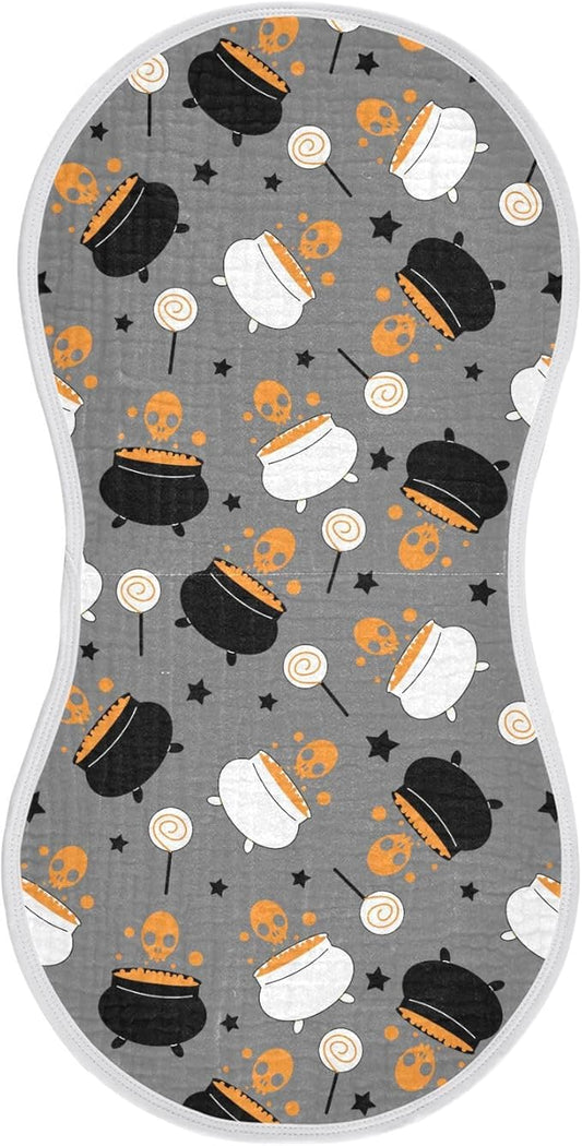 vvfelixl Muslin Burp Cloths Halloween Witch Cauldron Baby Washcloths for Baby Girl Boys 2 Pack