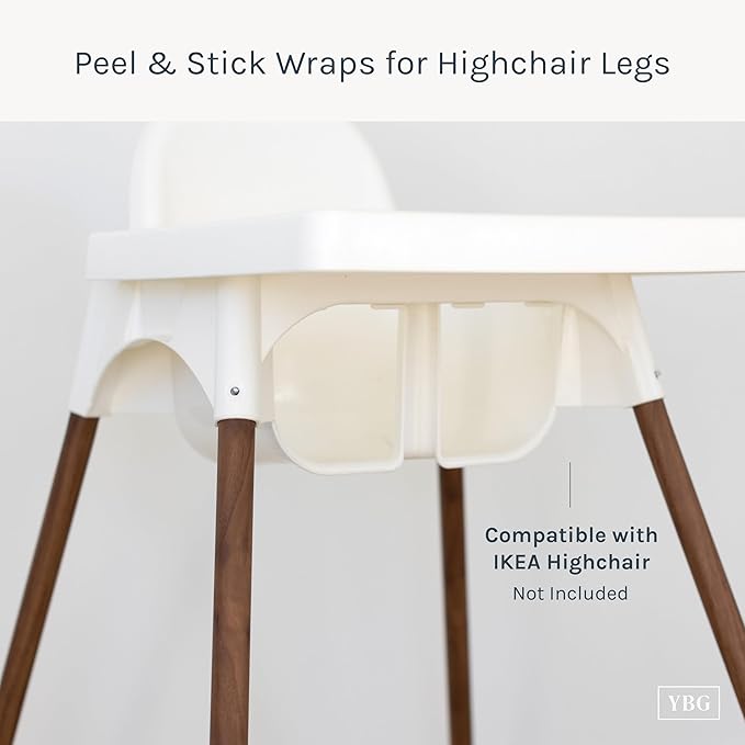 Yeah Baby Goods Highchair Leg Wraps (Walnut) - Compatible with The IKEA Antilop Highchair - Stylish IKEA High Chair Accessories w/Easy Self-Adhesive
