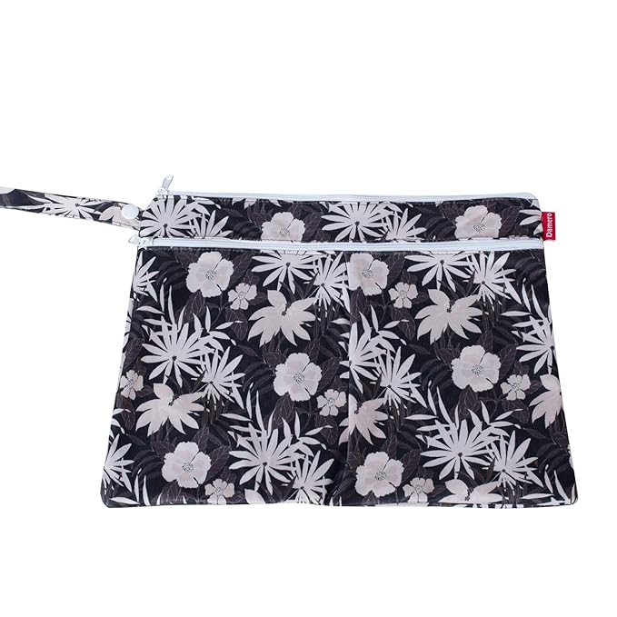 Damero 3Pcs Wet Dry Bag for Cloth Diaper, Swimsuit, Clothes, Ideal for Travel, Exercise, Daycare, Roomy and Water-Resistant(Coffee Flowers)
