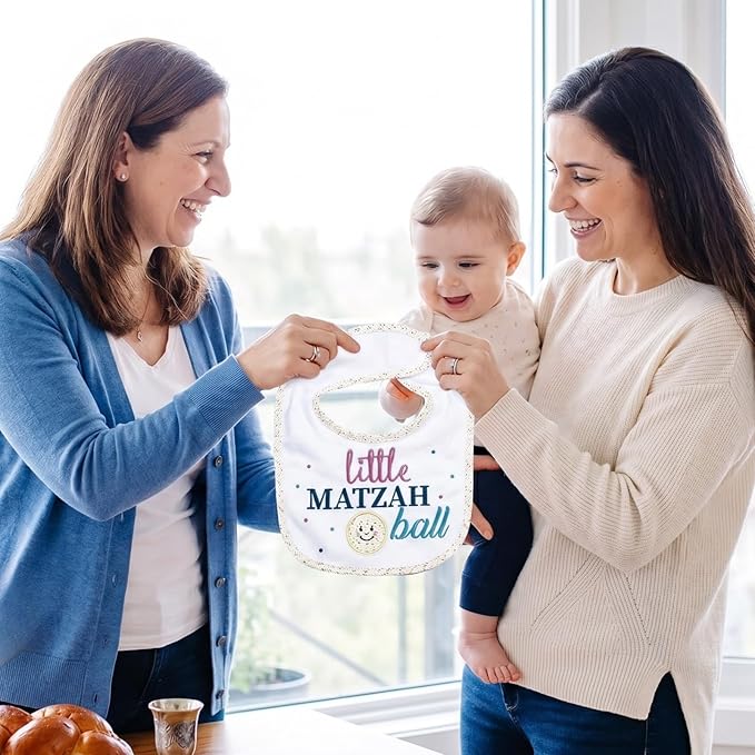 Rite Lite Little Matzah Ball Embroidered Baby Bib Cute Jewish Baby Bib for Newborns Infants Toddlers Judaica Baby Gift Kosher Food Theme Baby Shower