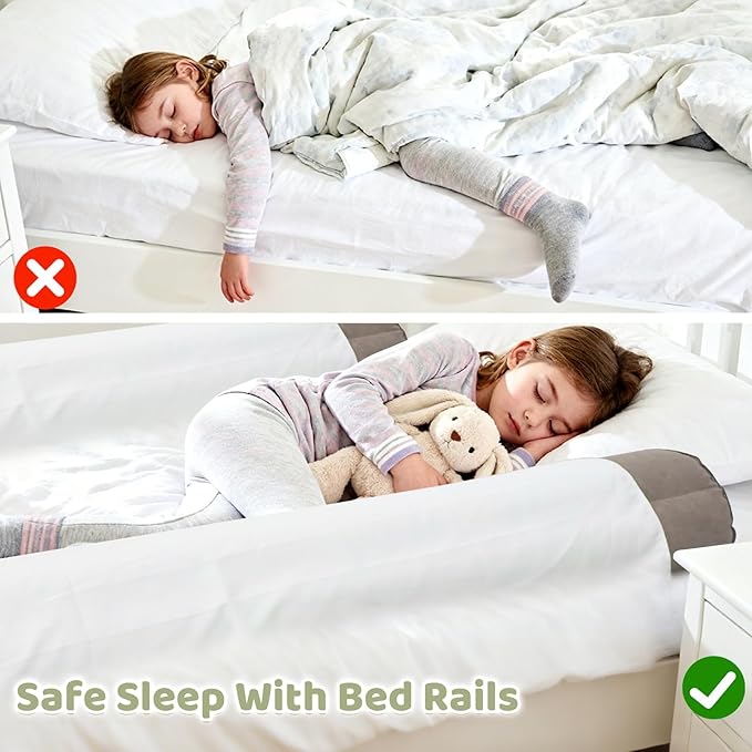 AirSwim 2 Pack Inflatable Travel Bed Rails for Toddlers, Soft Flocking Bed Bumpers with Pump, Portable Non-Slip Safety Guard Rails for Queen, Full, Twin, King Size Bed, Ideal for Hotel, Vacation, Home