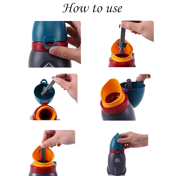 Pots Travel Urinal Portable Urinary Training Emergency Toilet for Camping Car Travel Outdoor Park Kids Boy Girl Rocket Design Grey and Light Blue 370ML