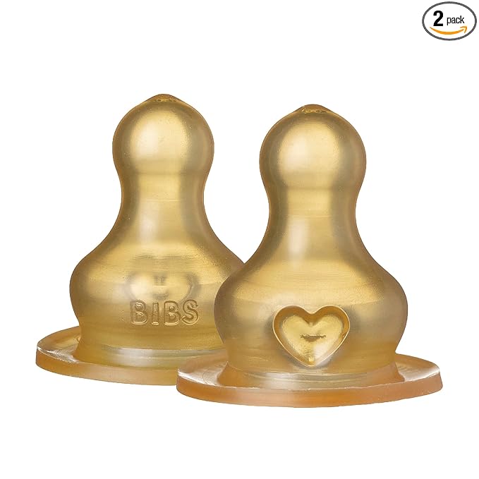 BIBS Bottle Nipple | BPA Free Natural Rubber | Made in Denmark | Slow Flow 2-Pack