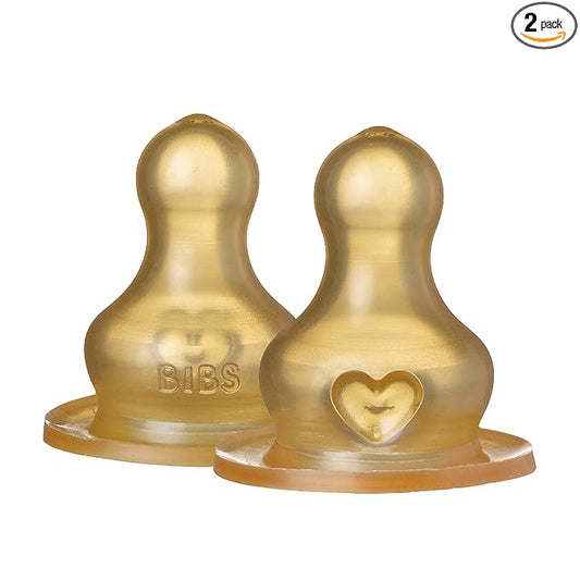 BIBS Bottle Nipple | BPA Free Natural Rubber | Made in Denmark | Slow Flow 2-Pack