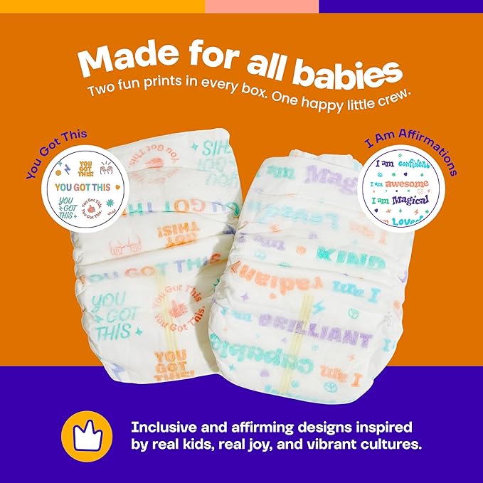 Happy Hues Cuddlers Disposable Diapers Size 1,8–14 lbs–Baby Diapers with Shea Butter, Wetness Indicator &Leak Protection–Ultra-Soft Unisex Newborn &Infant Diapers with Full Coverage,120 Count
