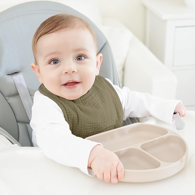Bearmoss Baby Bibs for Drooling and teething 100% Cotton Muslin Bibs for Baby Boy & Girl,Adjustable, Ultra Absorbent,8 Pack