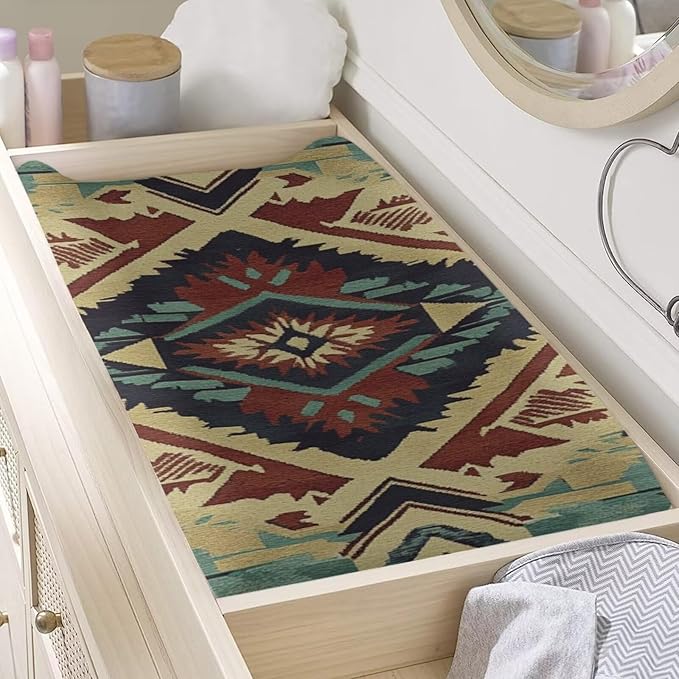 Tribal Diaper Changing Pad Covers Soft & Stretchy Changing Pad Protectors for Baby Boys, One Size, Brown Aztec American Style Change Table Cover