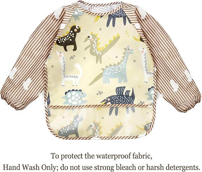 PandaEar (3 Pack Long Sleeve Bibs| Waterproof Full Sleeve Bib for Baby Infant Toddler 6-36 Months