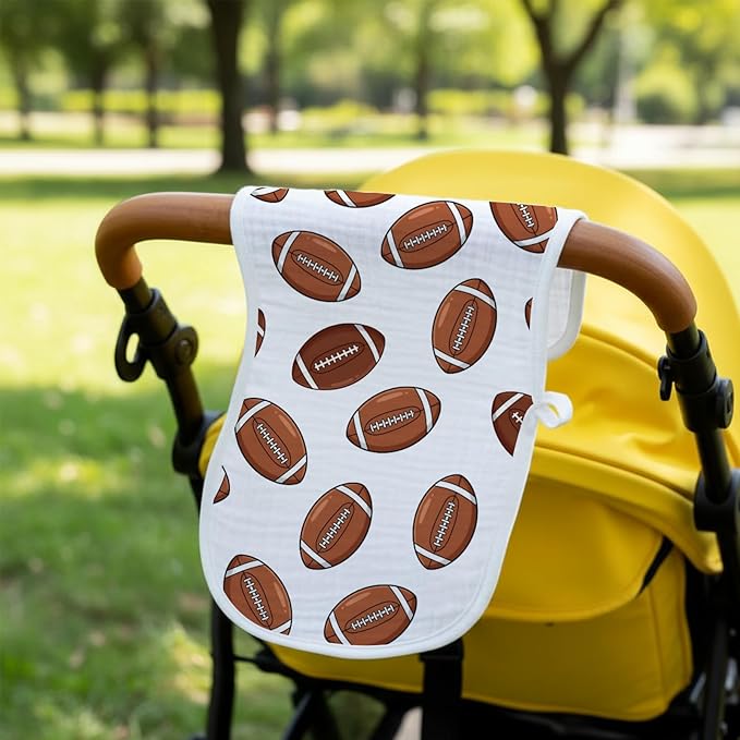 5pcs Sports Ball Burp Cloths for Baby Boys Girls 100% Cotton Football Baseball Soccer Golf Cart Themed Burp Rags, Muslin Burping Cloths Absorbent Spit-Up Cloths for Infant Newborns