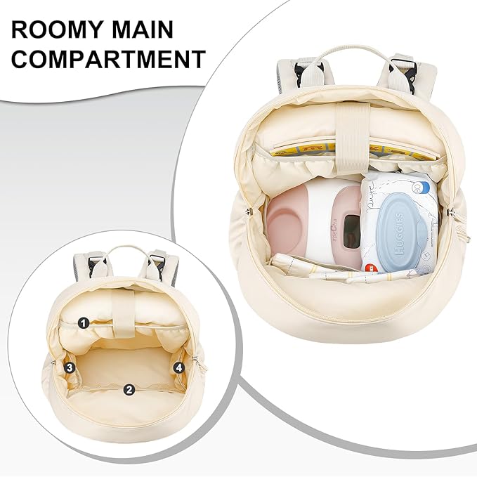 GDNasist Breast Pump Backpack Fit for Spectra S1 and S2 with Removable Cooler Compartment, Pumping Bag for Pump Accessories, Breast Pump Bag for Work, Travel and Family Use Beige