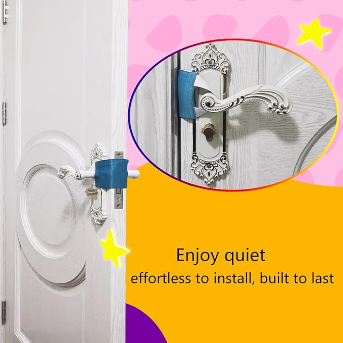 Baby Proof Door Silencer & Cloth Latch Cover, Quiet Close Anti-Slam Pads to Prevent Slamming and Accidental Locking, for Nursery and Toddler Safety (3, Peacock Blue, 4.1 * 3.1 inches)