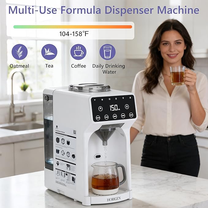 Horigen Baby Formula Dispenser Formula Maker - Advanced WiFi Bottle Maker Formula Machine with Automatic Mix & Clean, Instant Warm Water, Fast Milk Make with Accurate Dispensing & Temperature Control