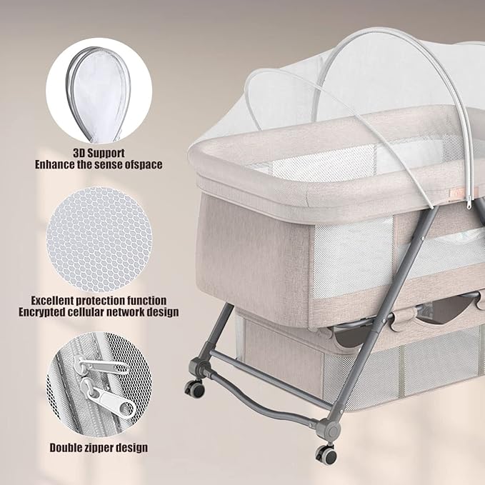DUOMI Bassinet Cover for Cats with Two-Way Zipper,Portable Bassinet Mosquito Net Cover,Mosquito Net to Keep Pets Out(White)